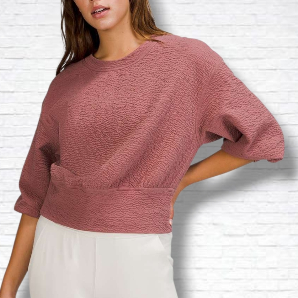Lululemon Textured Crewneck Pullover In Spiced Chai Size 4